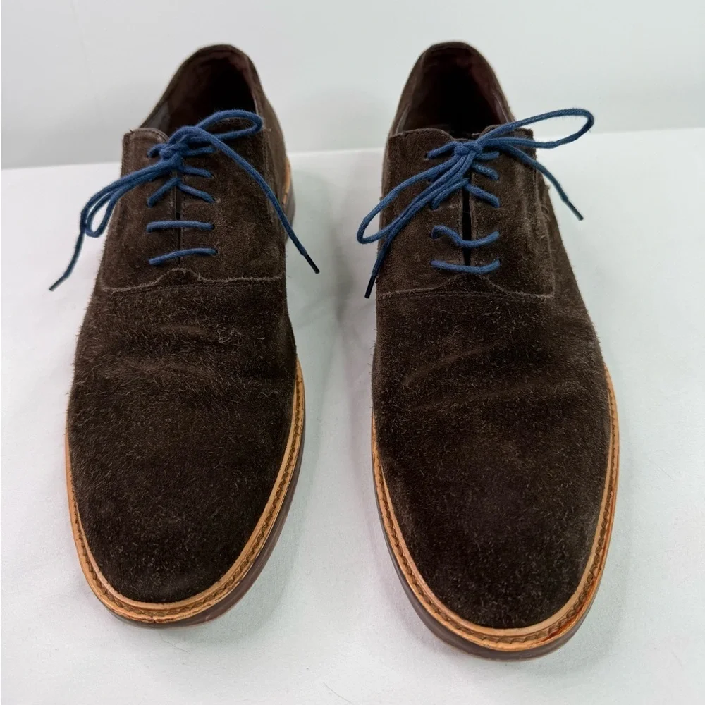 Joseph Abboud Dark Brown Leather Suede Plain Toe Oxford Shoes Size 10